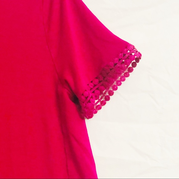 Old Navy Pink Floral Fringe Shirt Size Large - Picture 3 of 4